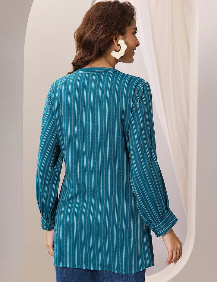 Woven Design front open Panelled Kurti