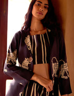 Black Cotton Stripes Abstract Co-ord Set