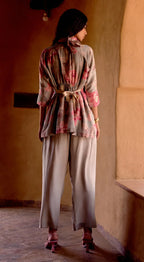 Green Dust Light Petals Linen Blend Co-ord Set