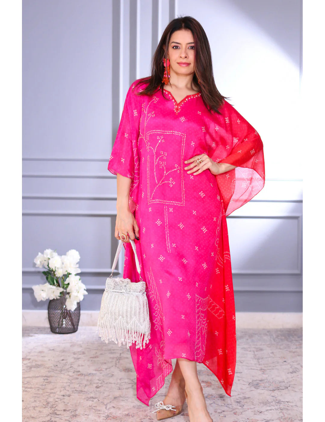 Pink Viscose Kaftan