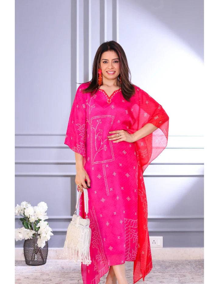 Pink Viscose Kaftan