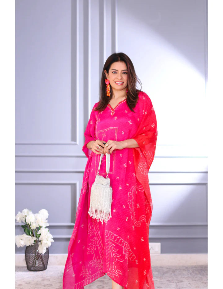 Pink Viscose Kaftan