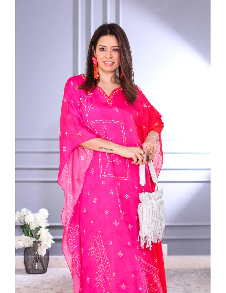 Pink Viscose Kaftan