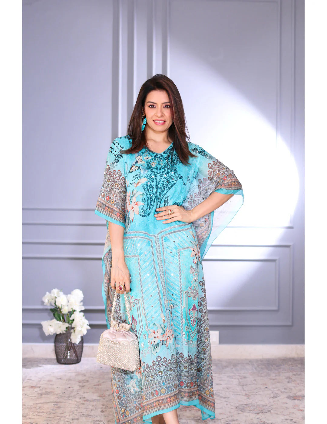 Blue Viscose Kaftan