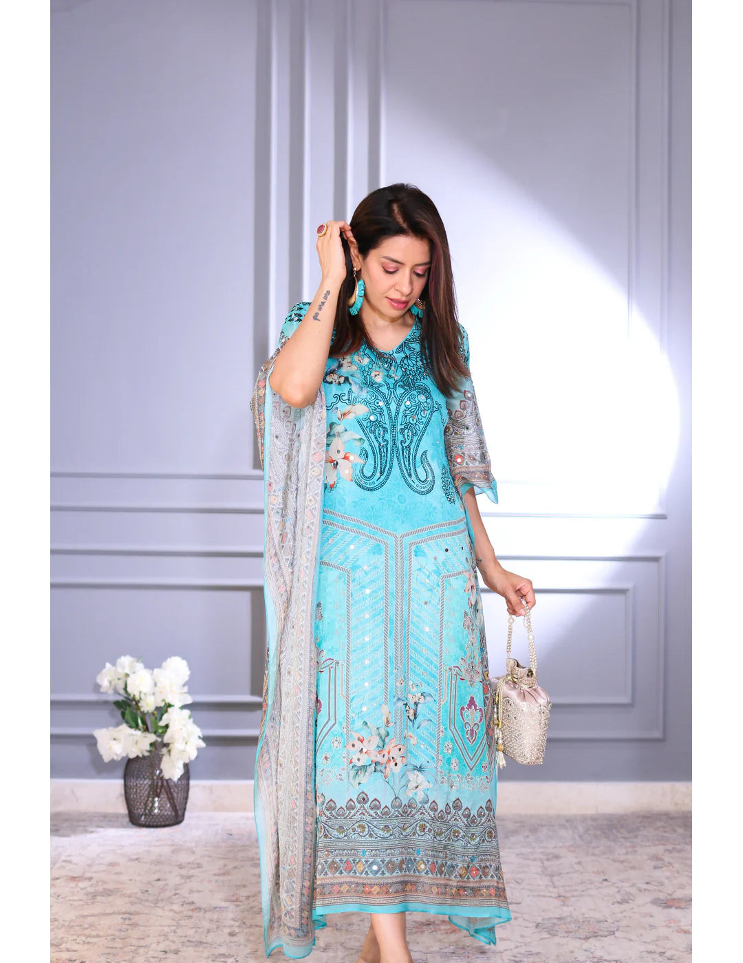 Blue Viscose Kaftan