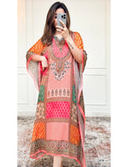 Floral Printed Multicolor Kaftan